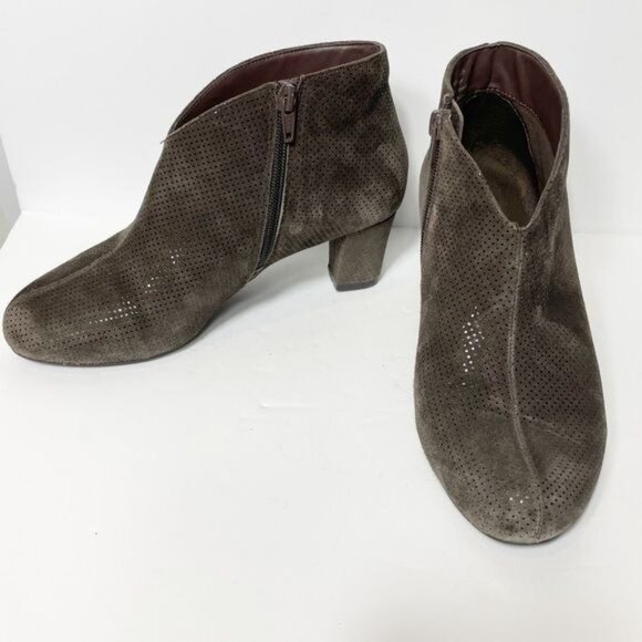 David Tate Fame Metallic Brown Perforated Leather Ankle Boots Size 7.5 - Picture 4 of 11